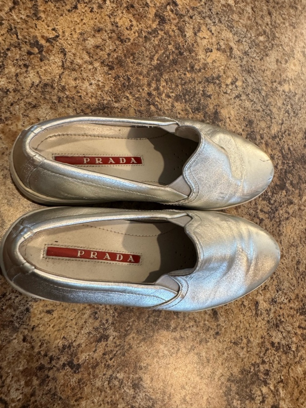 Prada Metallic Silver leather women's size US 7 37 slip-on sneaker - Picture 6 of 11